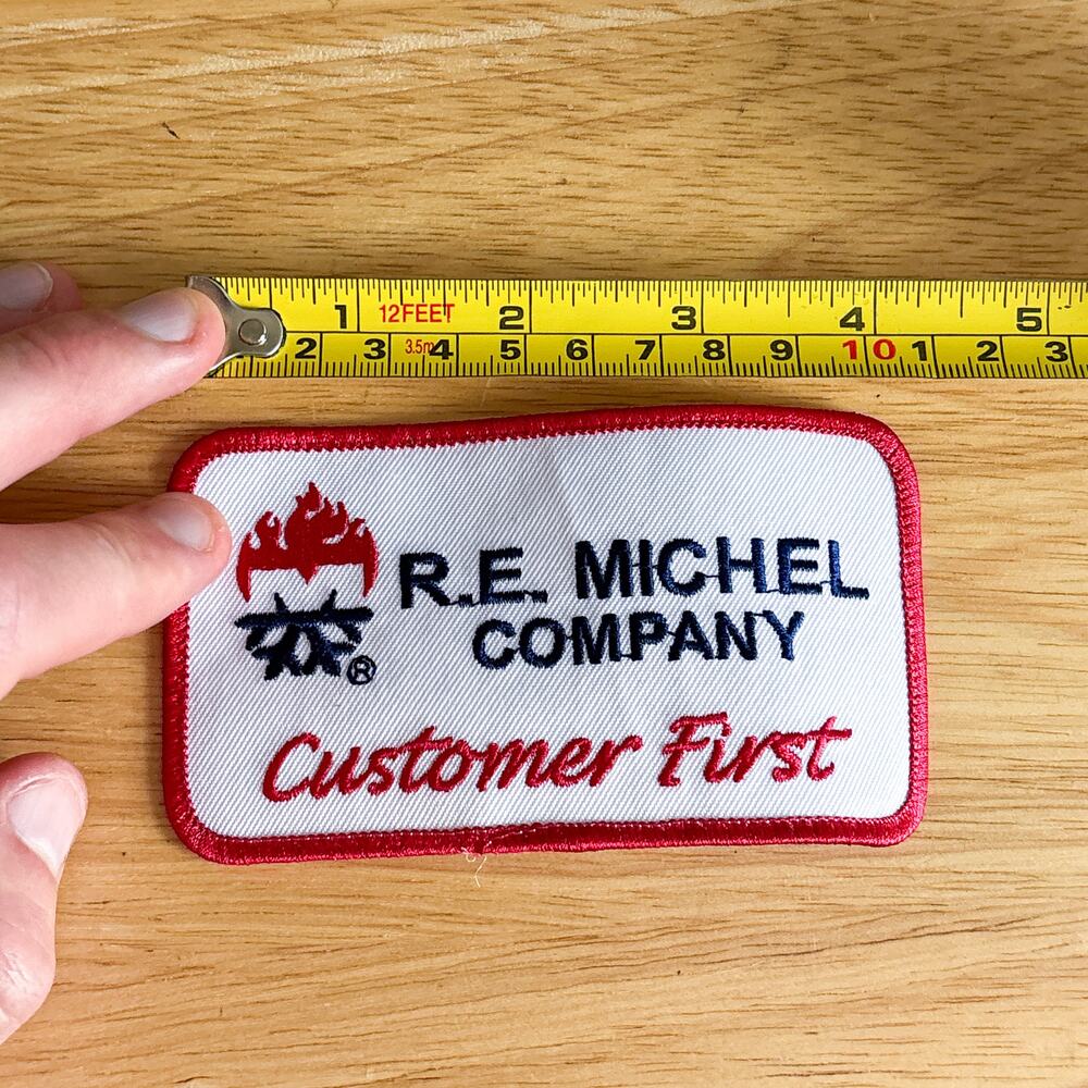 Vintage R.E. Michel Company Customer First HVAC Embroidered Patch White Red